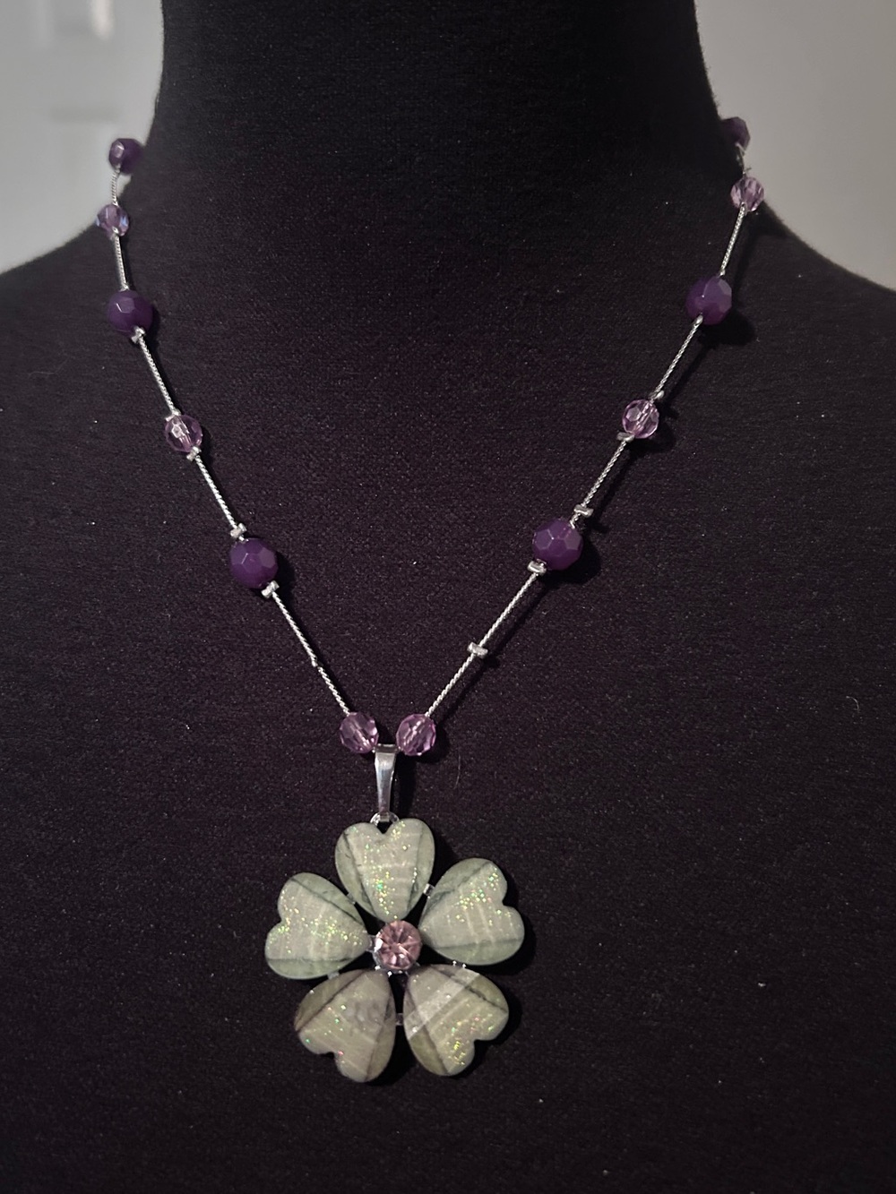 Y2K Purple Flower Pendant Necklace Fairycore Cottagecore